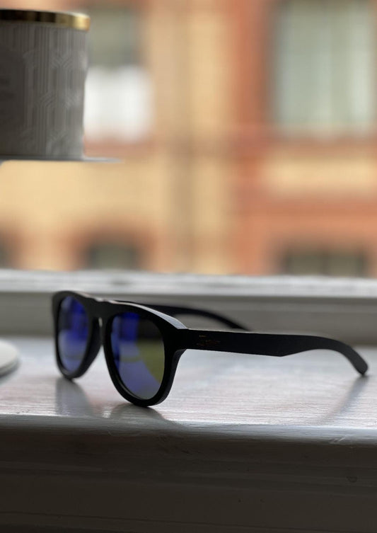 Limited Eyewood Dream - Black - Wayfarer/Aviator - Blue Mirror Lenses-0