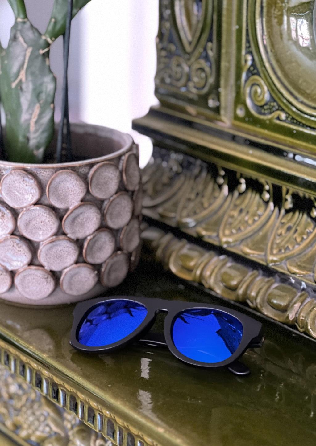 Limited Eyewood Dream - Black - Wayfarer/Aviator - Blue Mirror Lenses-2